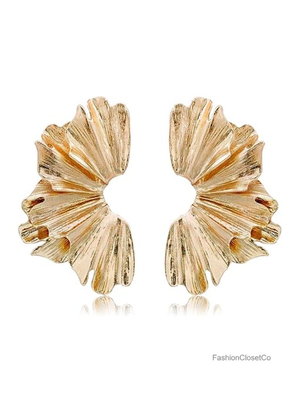 Gold Flower Earrings Large Metal Floral Drop Dangle Statement Jewelry for Women